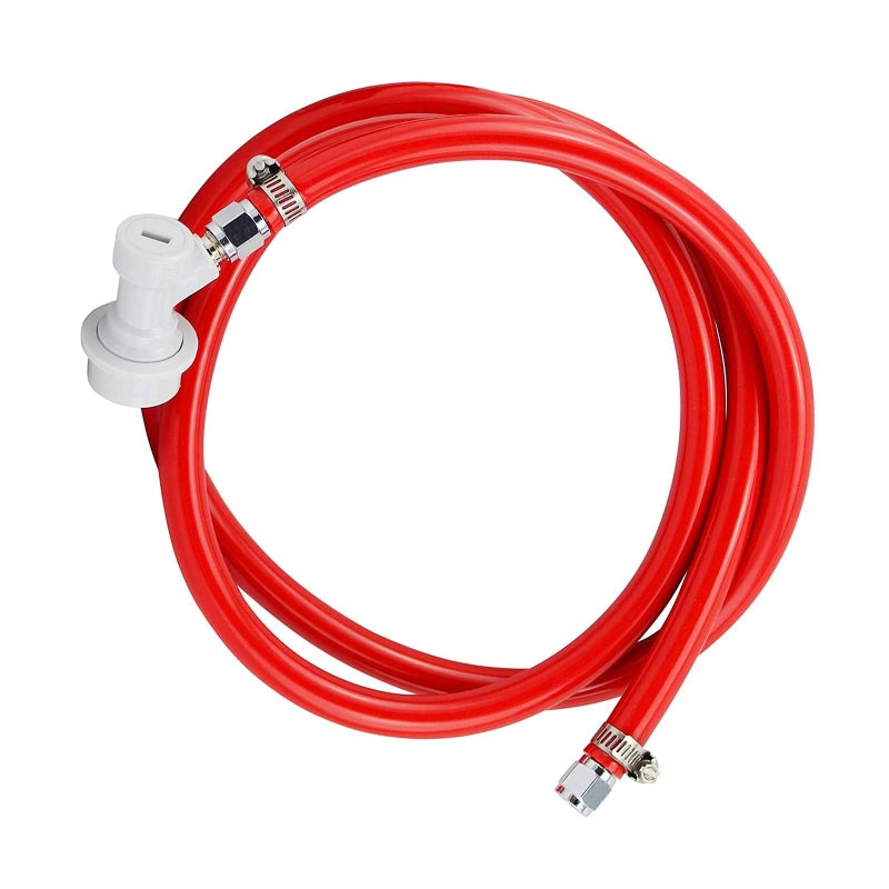 FERRODAY Ball Lock Gas Line Assembly 5ft Red Long Tubing 5/16 Ball Lock Gas Disconnect Set Home Brewing Kit Ball Lock CO2 Gas Hose Assemble for Draft Beer Home Brewing - Image 1