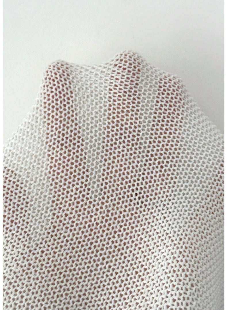 SHEINWomen's Sleeveless V-Neck Super Long Knitted Cover Up, Casual Lightweight Color Block Fring - Image 3