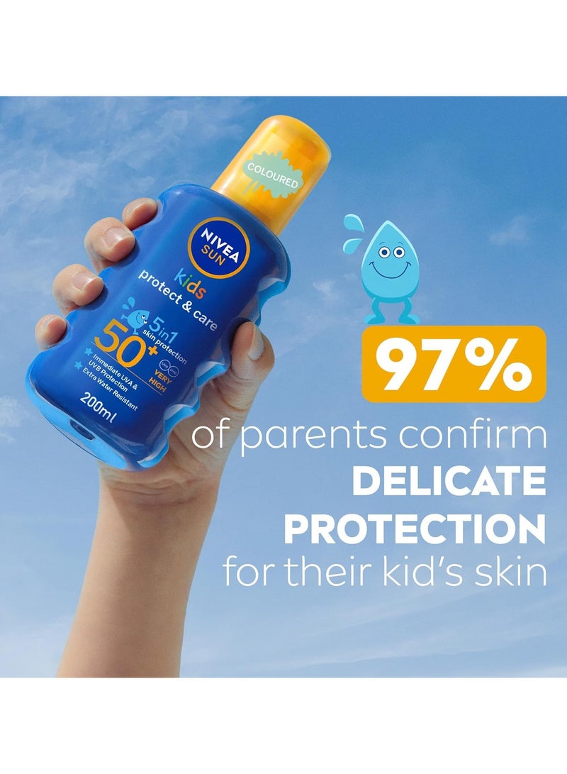 Nivea NIVEA SUN Kids Sunscreen Spray, Protect & Care, SPF 50+, 5in1 Skin Protection, Very High and Immediate UVA & UVB Protection, Extra Water Resistant, 200ml  - Image 5