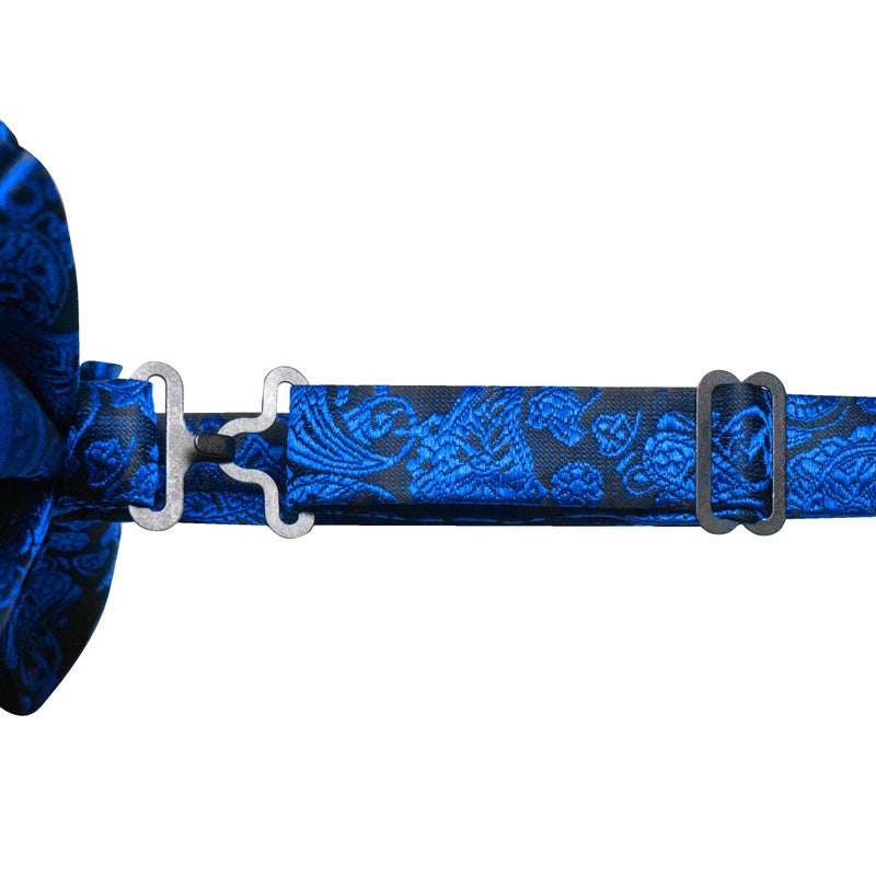 JEMYGINS Royal Blue Paisley Bow Tie Pre-tied Bowtie and Pocket Square Cufflinks Lapel Pin Sets for Men(9) - Image 5