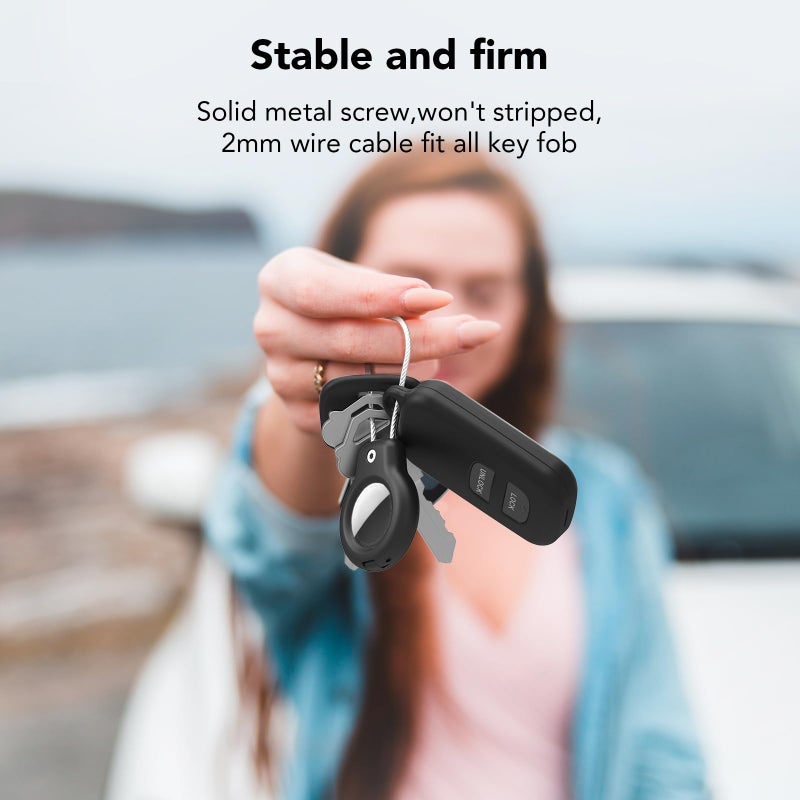 SPGUARD for AirTag Holder Case with Keychain 1st/2nd Air Tags-4 Pack for Apple Air Tag Holder with Wire Cable Lock Key Ring Chain Air Tagholder Accessories for GPS Item Tracker Kids,Keys,Luggage - Image 3