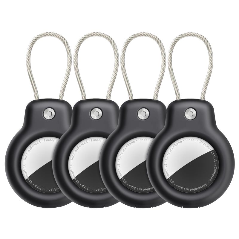 SPGUARD for AirTag Holder Case with Keychain 1st/2nd Air Tags-4 Pack for Apple Air Tag Holder with Wire Cable Lock Key Ring Chain Air Tagholder Accessories for GPS Item Tracker Kids,Keys,Luggage - Image 1