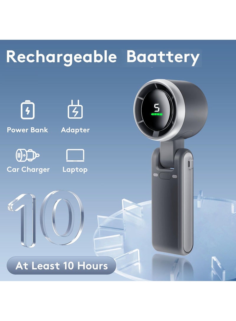 إسكدنيا مروحة محمولة صغيرة، مروحة توربو قابلة للطي باللون الأسود مع بطارية 3600mAh، سرعة 50000RPM، قابلة للشحن عبر USB C، 5 إعدادات سرعة، شاشة رقمية، مثالية للسفر، التخييم، الاستخدام الخارجي للنساء والرجال - Image 3