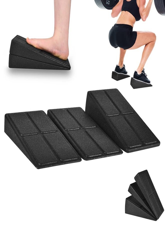 Grope Slant Board Squat Wedge for Calf Stretching，3 Pcs 12" x 6.3" Foot Stretcher Balance Board for Plantar Fasciitis, Adjustable Foam Slant Board Wedge Great for Exercises (Black) - Image 1