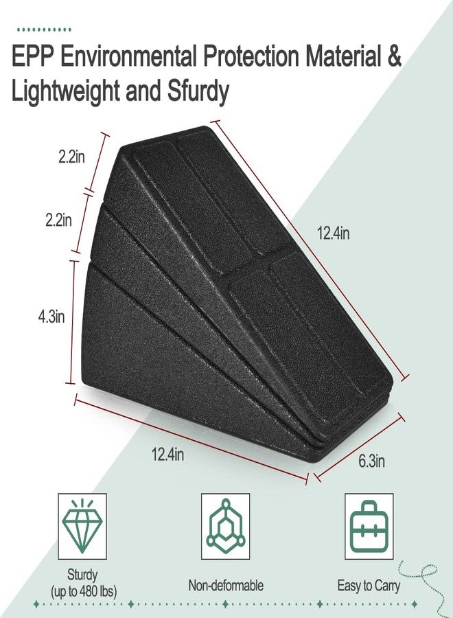 Grope Slant Board Squat Wedge for Calf Stretching，3 Pcs 12" x 6.3" Foot Stretcher Balance Board for Plantar Fasciitis, Adjustable Foam Slant Board Wedge Great for Exercises (Black) - Image 2