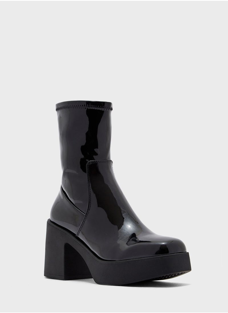 Upstep Mid Heel Ankle Boots