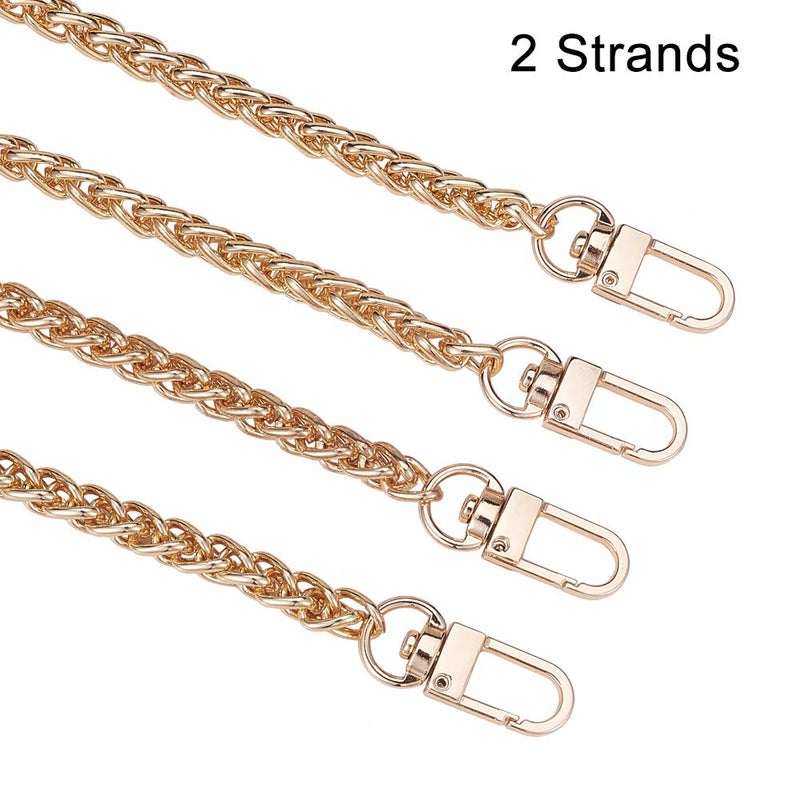 PH PandaHall PH PandaHall 2 Strands 47 Inch Aluminum Bag Flat Chain Strap with Alloy Swivel Clasps Handbag Chain Straps Metal Bag Strap Purse Clutches Handles Golden  - Image 4