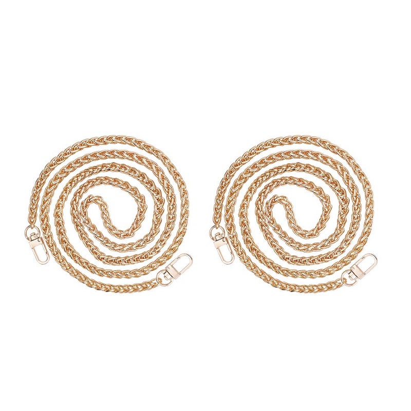 PH PandaHall PH PandaHall 2 Strands 47 Inch Aluminum Bag Flat Chain Strap with Alloy Swivel Clasps Handbag Chain Straps Metal Bag Strap Purse Clutches Handles Golden  - Image 1
