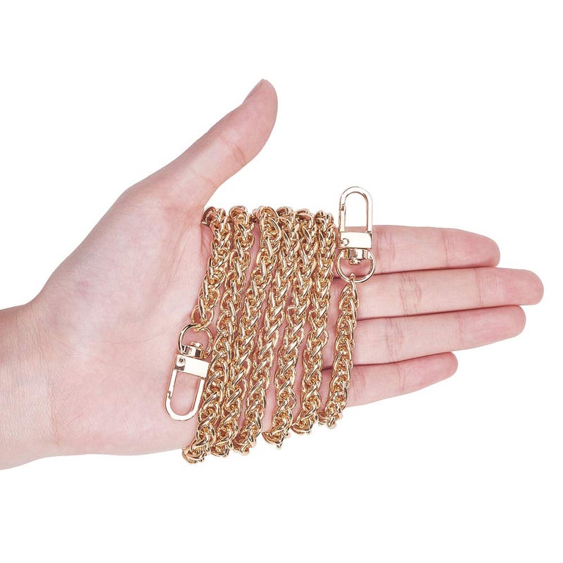 PH PandaHall PH PandaHall 2 Strands 47 Inch Aluminum Bag Flat Chain Strap with Alloy Swivel Clasps Handbag Chain Straps Metal Bag Strap Purse Clutches Handles Golden  - Image 3