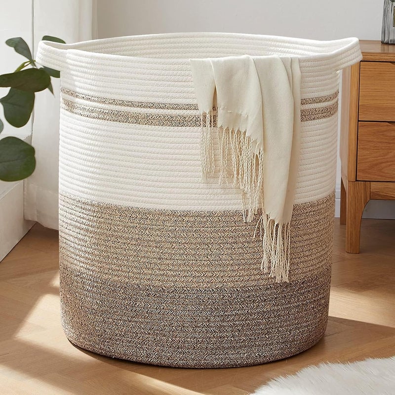 80L Woven Laundry Basket With Handles, Decorative Storage Hamper For Clothes, Toys, Blankets And Pillows, Gradient Yellow - Image 2