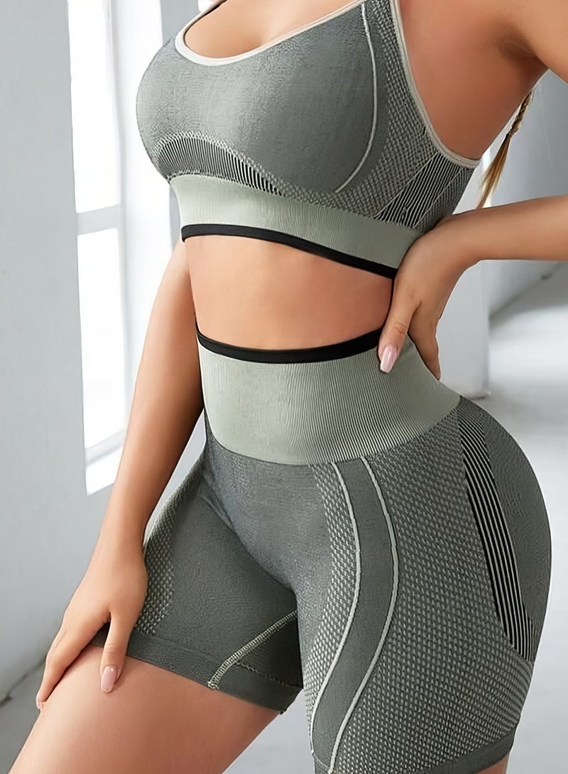 Olive Green Sportswear Set with Bra & Panties - Image 1