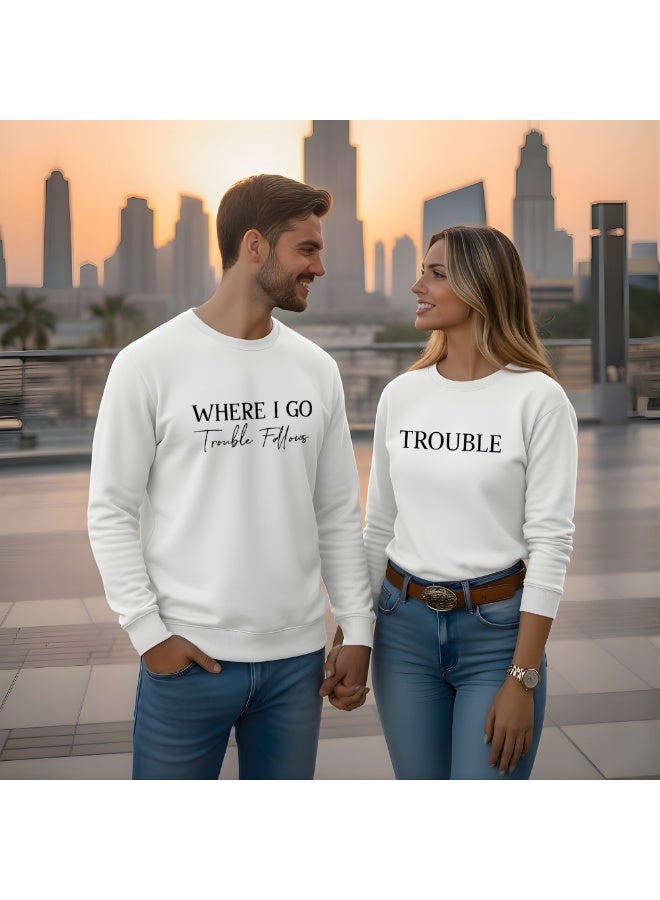 برينت شوب فور مي بلوزات زوجين متطابقة لعيد الحب - بلوزات قطنية مريحة بياقة دائرية وأكمام طويلة - ملابس زوجين رومانسية - Image 5