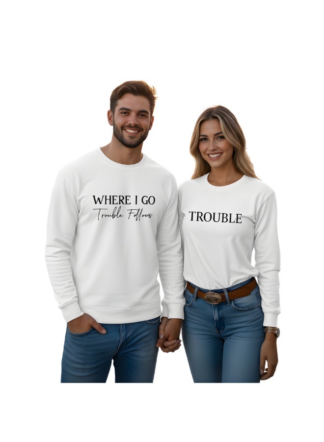 برينت شوب فور مي بلوزات زوجين متطابقة لعيد الحب - بلوزات قطنية مريحة بياقة دائرية وأكمام طويلة - ملابس زوجين رومانسية - Image 1