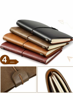 XiuWoo Leather Notebook, 4 Pack Vintage Travel Notebook Journal, Refillable Journal Diary Planner, Pu Lined Note Book Writing for Men Women, 4.72 x 7.87 Inches, 80 Sheets/ 160 Pages  - Image 4