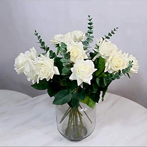 Tinsow 5 Pcs Real Touch Leaf Artificial Eucalyptus Stem Faux Eucalyptuses Wedding Bouquet Centerpiece Home Decor (Green) - Image 4