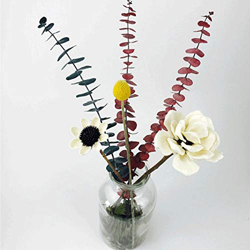 Tinsow 5 Pcs Real Touch Leaf Artificial Eucalyptus Stem Faux Eucalyptuses Wedding Bouquet Centerpiece Home Decor (Green) - Image 5