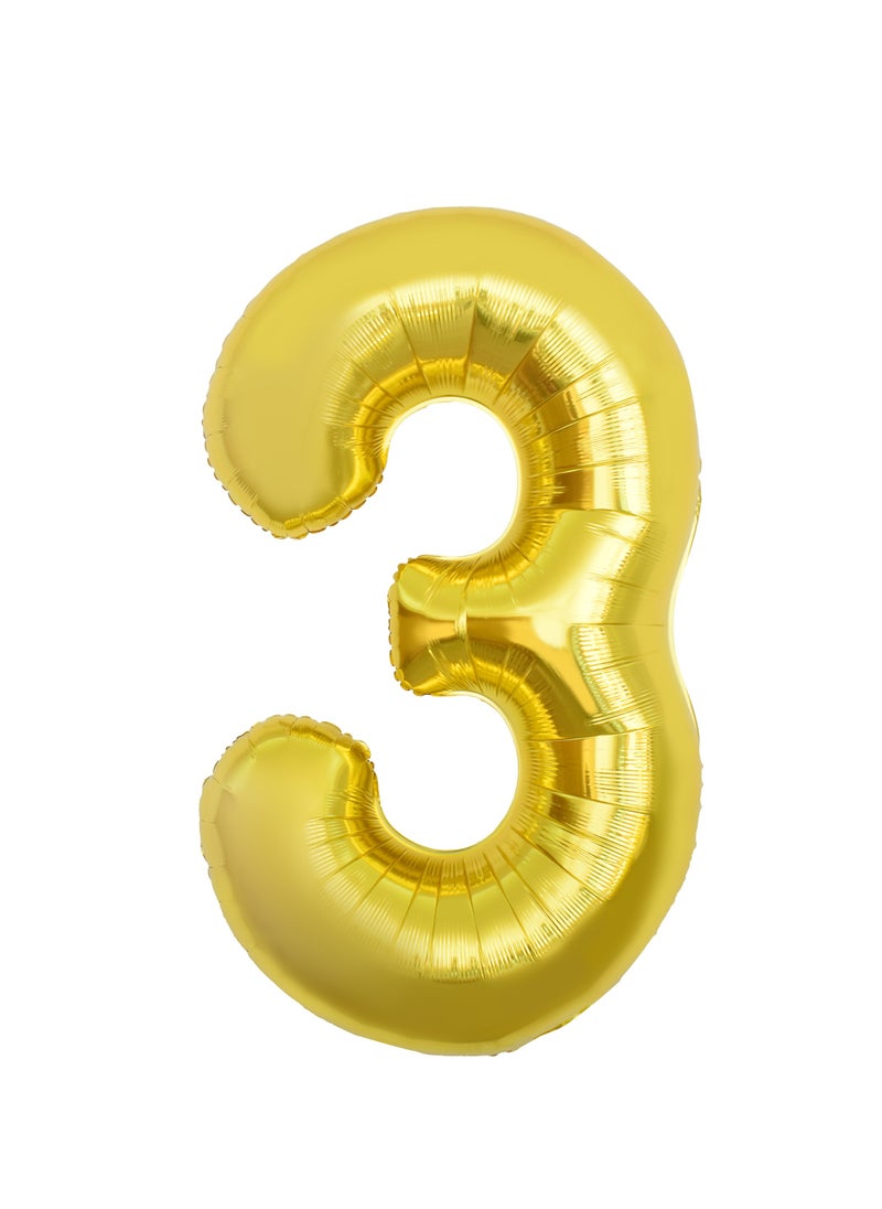 Party Zone Gold Foil Balloon Number 3 54" 