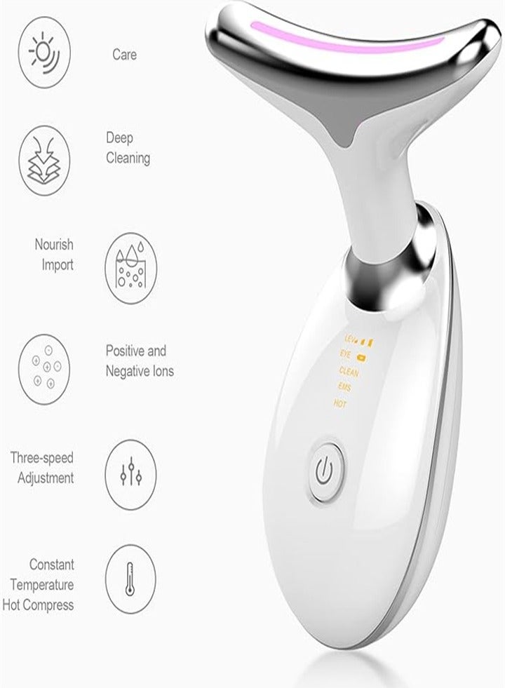 جهاز شد الوجه والرقبة 7 في 1، جهاز تدليك الوجه الكهربائي المحمول مع 7 ألوان LED - Image 5