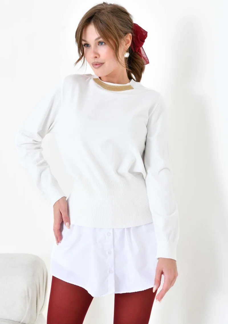 Garmi Women's Chain Detail Sweater Bone