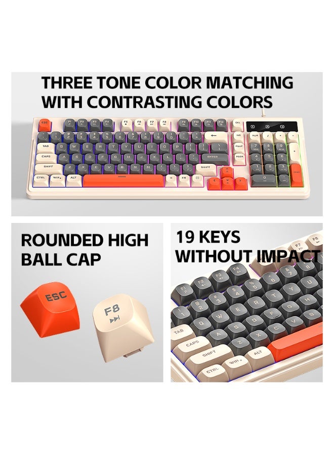 TWOLF TF330 98 Keys Mix Colors Wired Gaming Mouse Keyboard Combination Backlit Gaming Keyboard Mixed Color Backlit 7200DPI Mouse - Image 4