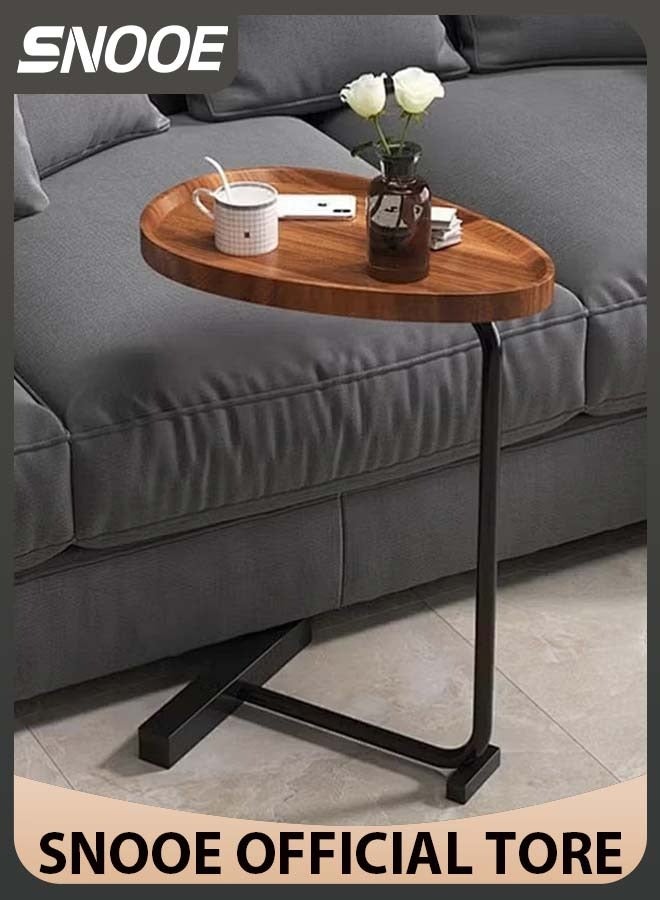 Snooe Coffee Table,Sofa Side Table,Double Layer C Shaped Square side table on wheels,coffee table for living room sofa,Suitable for study, living room, bedroom - Image 1