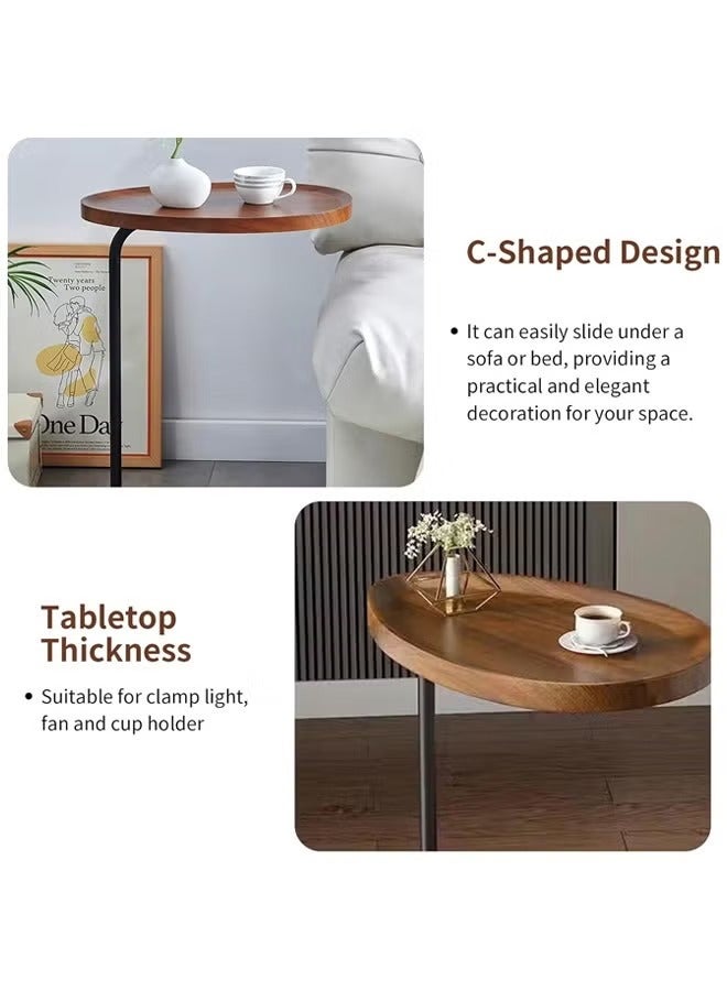 Snooe Coffee Table,Sofa Side Table,Double Layer C Shaped Square side table on wheels,coffee table for living room sofa,Suitable for study, living room, bedroom - Image 5