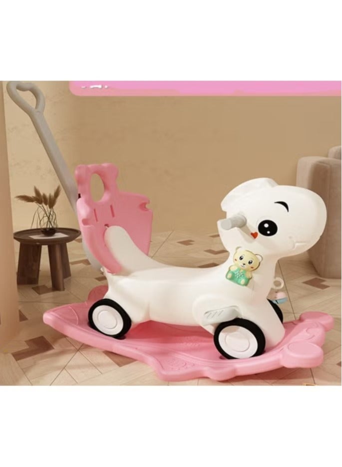 FULL JOY Rocking Horse With Backrest For  Toddler Baby  With Detachable Balance Board And Music 3*1 ,,68*39*72 cm - Image 1