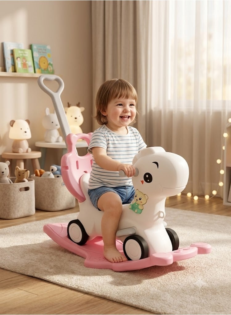 FULL JOY Rocking Horse With Backrest For  Toddler Baby  With Detachable Balance Board And Music 3*1 ,,68*39*72 cm - Image 2