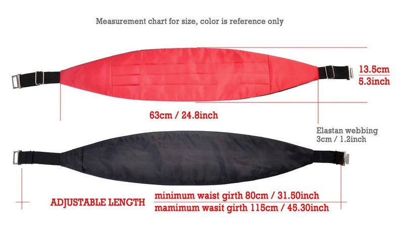 Salutto Tuxedos Girdle Cummerbund Bow Tie Pocket Square Handkerchief Set Girdle Formal Solid Color Red - Image 2