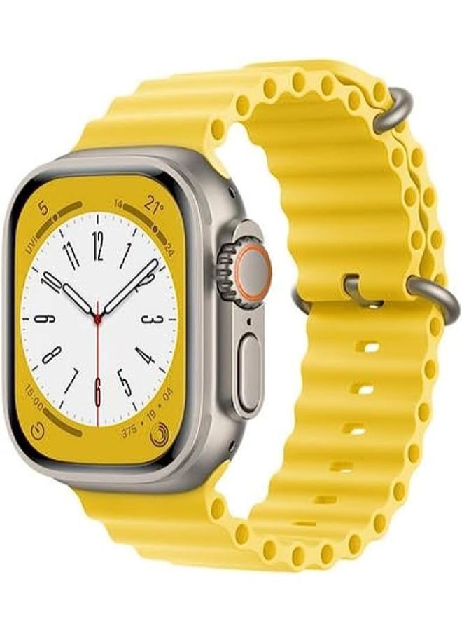 Spigen حزام مموج بفتحة سيليكون من Spigen متوافق مع سلسلة الساعات الذكية 8 Ultra (44/45/49 ملم) 7 | 6 | 5 | 4 | 3 | SE 42 ملم (أصفر)