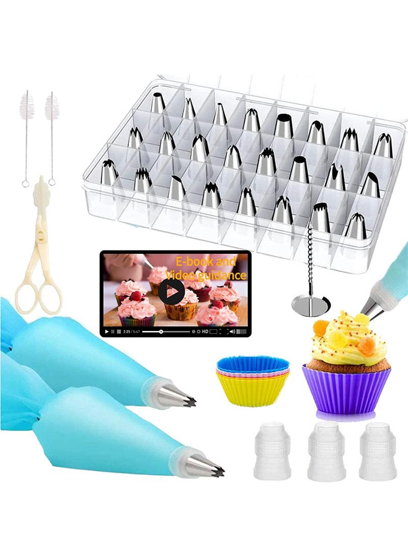 واي آند دي مجموعة من 24 قطعة من أطراف التزيين، فوهات تزيين الكيك مع صندوق تخزين، فوهات من الفولاذ المقاوم للصدأ لتزيين الكيك - Image 3