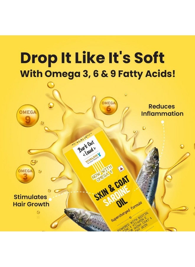 النباح بصوت عال زيت السردين من فيفالديس - مكمل غذائي للبشرة والفراء للكلاب والقطط، تركيبة جديدة محسنة لبشرة صحية، وفراء متوهج ومناعة معززة، أوميغا 3 و6 و9 والبيوتين والزنك (للكلاب والقطط) 200 مل - Image 3