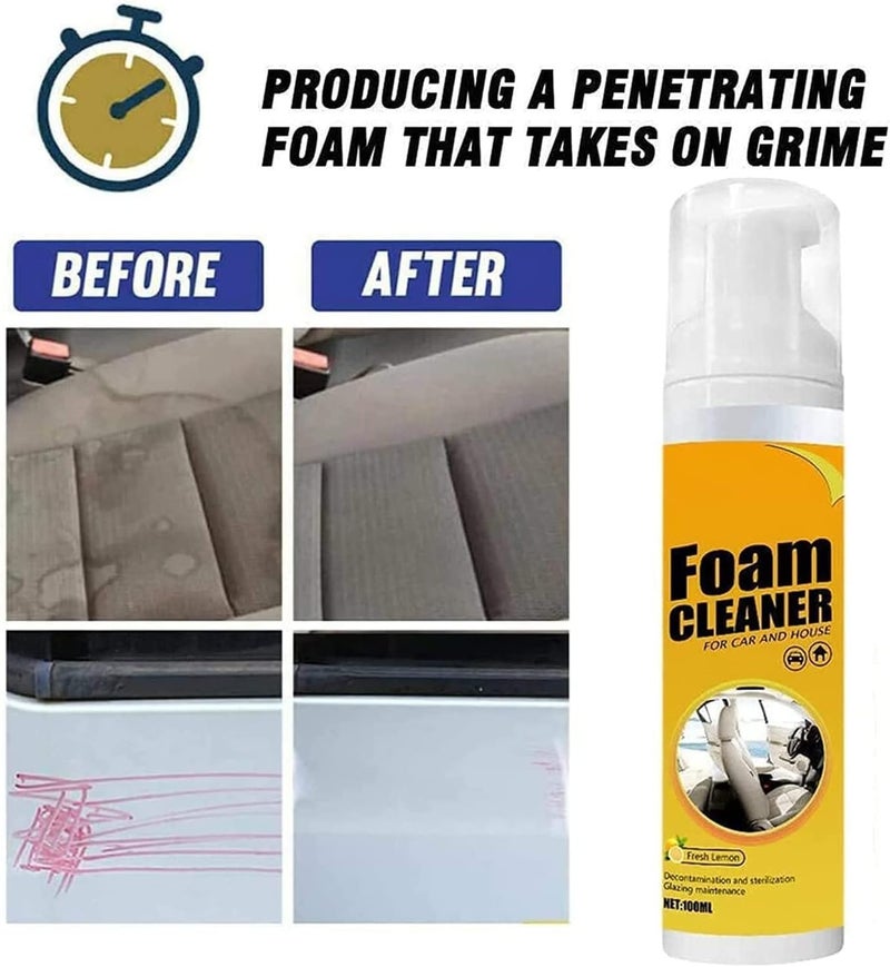 klarako 100ml Multipurpose Foam Cleaner Spray,Rinse Free Stain Removal Kitchen Grease Cleaner,Lemon All-Purpose Household Cleaners for Kitchen, Bathroom, Car (3 Pcs) - Image 5