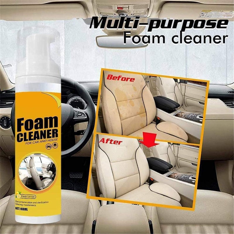 klarako 100ml Multipurpose Foam Cleaner Spray,Rinse Free Stain Removal Kitchen Grease Cleaner,Lemon All-Purpose Household Cleaners for Kitchen, Bathroom, Car (3 Pcs) - Image 3