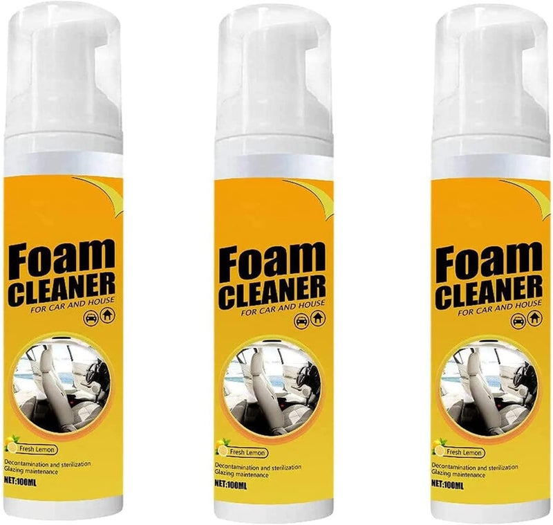 klarako 100ml Multipurpose Foam Cleaner Spray,Rinse Free Stain Removal Kitchen Grease Cleaner,Lemon All-Purpose Household Cleaners for Kitchen, Bathroom, Car (3 Pcs) - Image 1