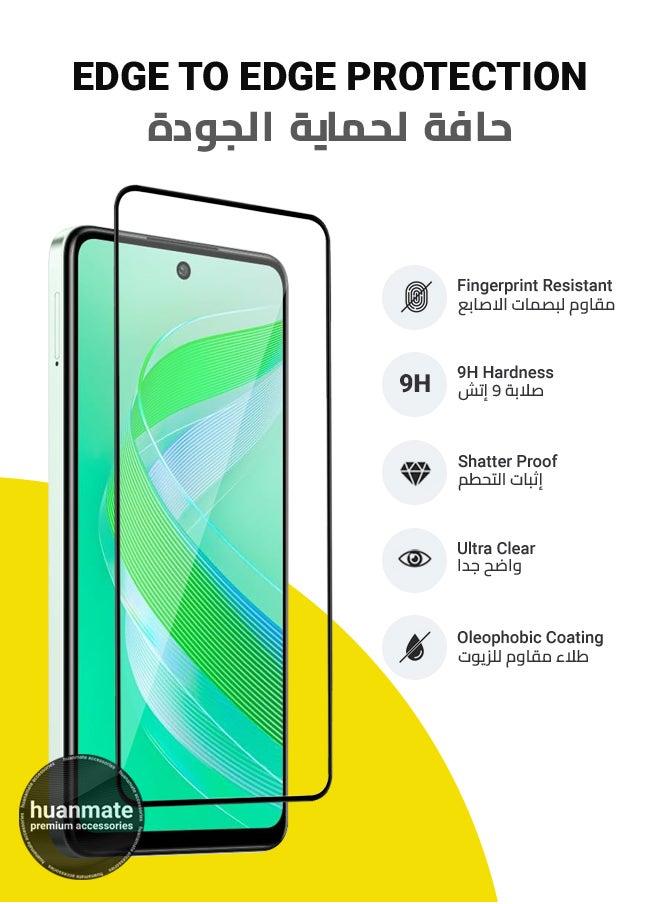 huanmate - Infinix Smart 8 Pro Screen Protector – Premium Edge to Edge Tempered Glass, High Transparency, Delicate Touch, Anti-Explosion, Smooth Arc Edges, Easy Installation - Image 1
