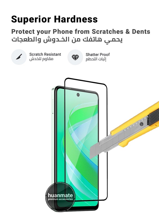 huanmate - Infinix Smart 8 Pro Screen Protector – Premium Edge to Edge Tempered Glass, High Transparency, Delicate Touch, Anti-Explosion, Smooth Arc Edges, Easy Installation - Image 1
