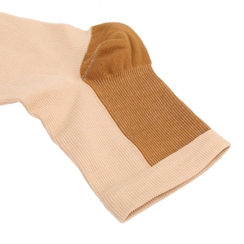 1Pair Zipper Mid Calf Length Sock Compression Stockings Stretch Socks Open Toe Chaussettes à fermeture éclair (couleur de peau + fond de bronze) L / XL - Image 5