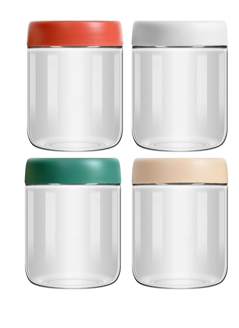 Premify Premify 4-Pack 16oz Glass Jars with Screw Lid for Overnight Oats Condiment Salad Dressing Sauce Baby Food Kids Meal Containers Candle Canning Spice Leak Proof Storage Containers Airtight- Reusable  - Image 1