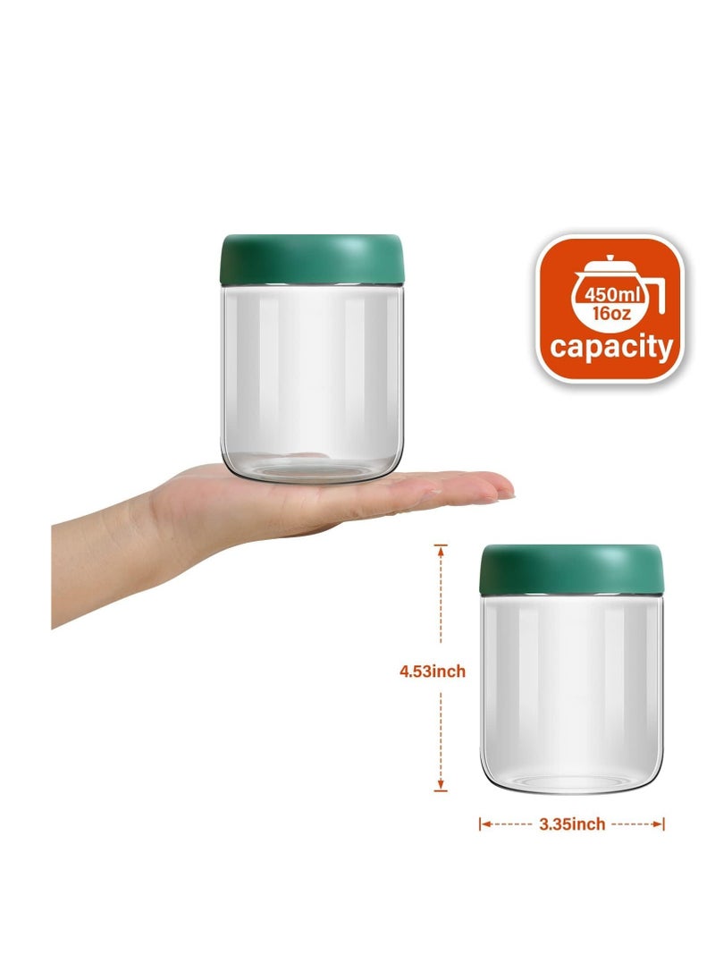 Premify Premify 4-Pack 16oz Glass Jars with Screw Lid for Overnight Oats Condiment Salad Dressing Sauce Baby Food Kids Meal Containers Candle Canning Spice Leak Proof Storage Containers Airtight- Reusable  - Image 2