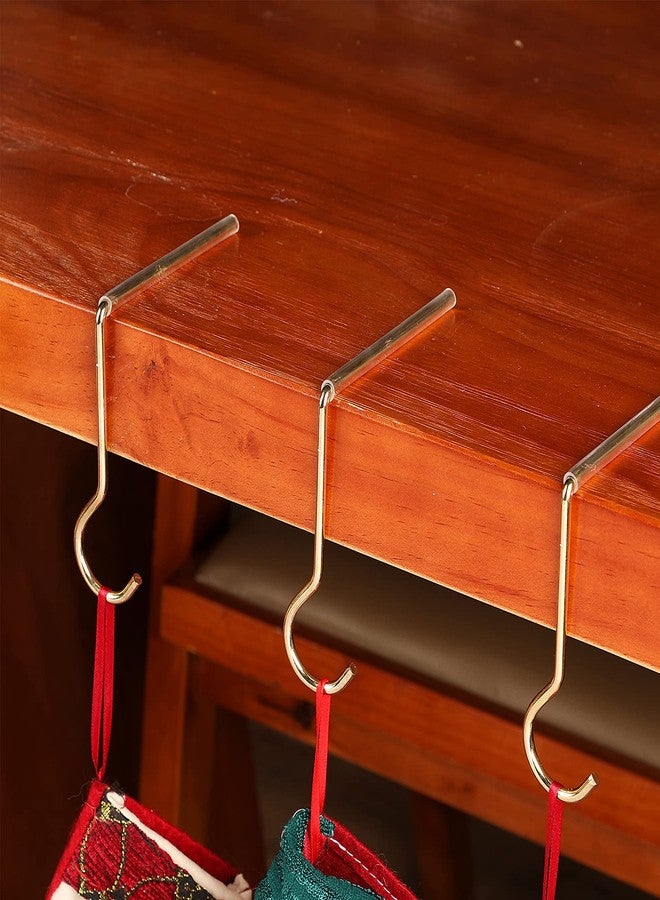 فيرايكل 4 قطع من حوامل جوارب عيد الميلاد، خطافات تعليق جوارب مانعة للانزلاق وآمنة، خطافات تعليق جوارب عيد الميلاد لتزيين المنزل والمطبخ في حفلات عيد الميلاد، لون ذهبي - Image 1