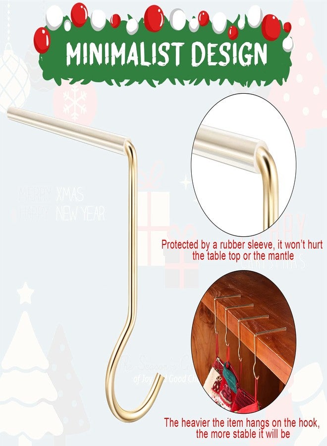 فيرايكل 4 قطع من حوامل جوارب عيد الميلاد، خطافات تعليق جوارب مانعة للانزلاق وآمنة، خطافات تعليق جوارب عيد الميلاد لتزيين المنزل والمطبخ في حفلات عيد الميلاد، لون ذهبي - Image 4