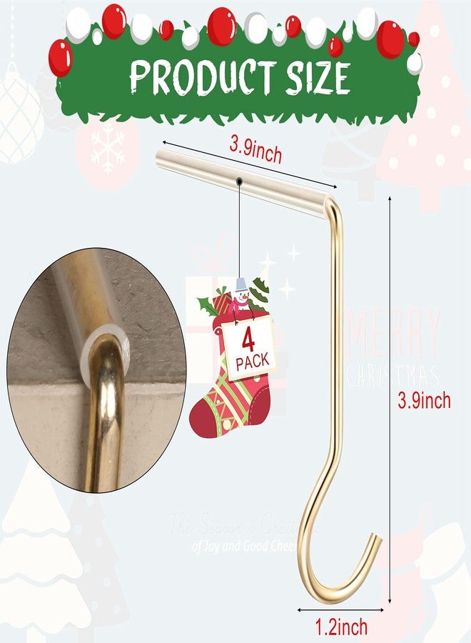 فيرايكل 4 قطع من حوامل جوارب عيد الميلاد، خطافات تعليق جوارب مانعة للانزلاق وآمنة، خطافات تعليق جوارب عيد الميلاد لتزيين المنزل والمطبخ في حفلات عيد الميلاد، لون ذهبي - Image 3