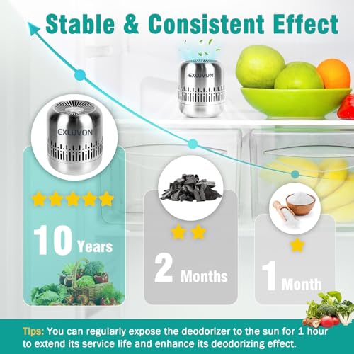 Exluvon Refrigerator Deodorizer,Lasts for 10 Years Fridge Deodorizer Kitchen Gadgets Charcoal Air Purifier Odor Eliminator for Fridge & Freezer, Room,RV and New Home,More Effective Than Baking Soda - Image 3
