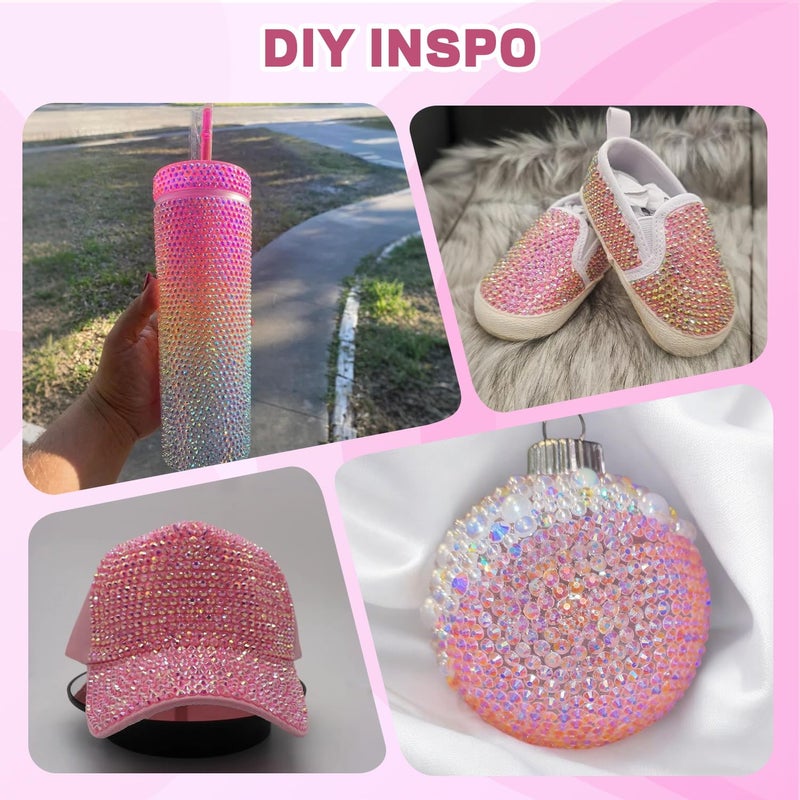 BELLEBOOST 20000Pcs Pink Rhinestones for Bedazzling with 3Pcs B7000 Jewelry Glue, Resin Rhinestones for Crafting Craftsï¼ŒBedazzler Kit Flatback Gems for Clothing Shoes Tumblers Nail Art - Image 4