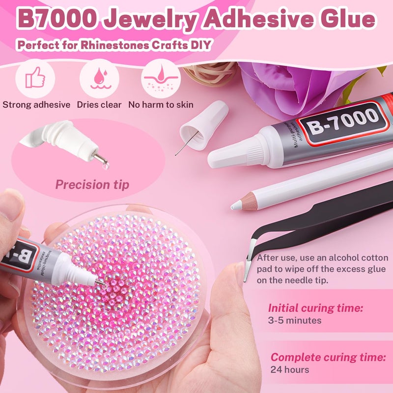 BELLEBOOST 20000Pcs Pink Rhinestones for Bedazzling with 3Pcs B7000 Jewelry Glue, Resin Rhinestones for Crafting Craftsï¼ŒBedazzler Kit Flatback Gems for Clothing Shoes Tumblers Nail Art - Image 5