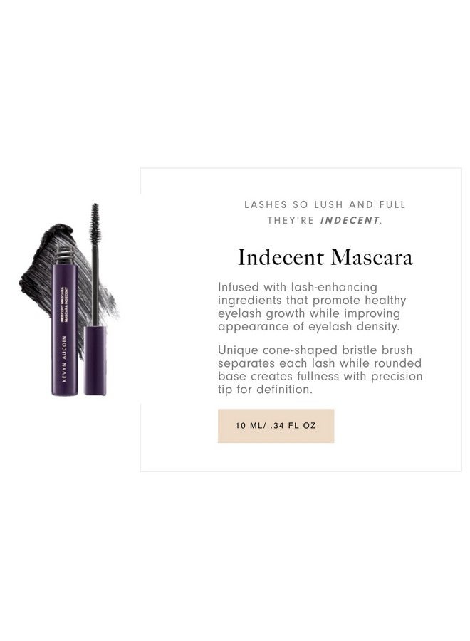 Kevyn Aucoin Indecent Mascara, Black: Thin cone-shaped brush. Creamy lash condition formula. Dramatic and natural look. Long wear. Clump & flake-free. Pro makeup artist go to for defined fuller lashes - Image 2