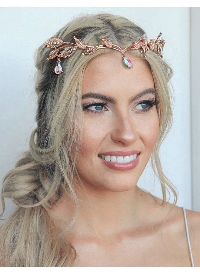 SWEETV Tiaras And Crowns For Women Wedding Tiara For Bride Elf Cosplay Crown Leaf Fairy Costume Headband Princess Hair Accessories For Prom Photoshoot Halloween Multicolored  - Image 3