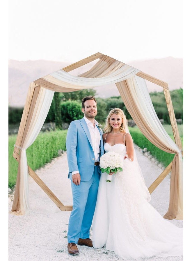 Lvydec 3 Panels Wedding Arch Draping Fabric, 30" x 20ft Mixed Color Chiffon Fabric Drapery Sheer Backdrop Curtain for Wedding Ceremony Party Decoration (Elegant Neutral) - Image 2