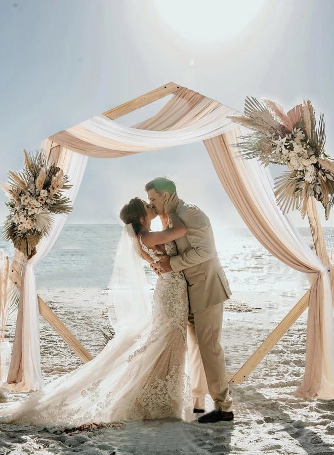 Lvydec 3 Panels Wedding Arch Draping Fabric, 30" x 20ft Mixed Color Chiffon Fabric Drapery Sheer Backdrop Curtain for Wedding Ceremony Party Decoration (Elegant Neutral) - Image 4